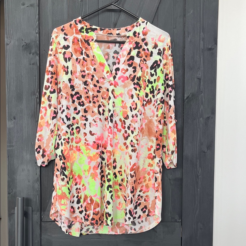 Vibrant Multicolor Leopard Print Blouse